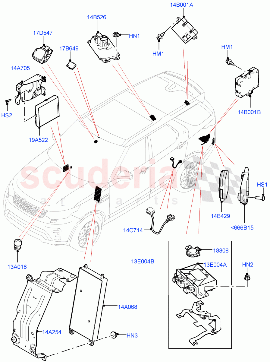 Vehicle Modules And Sensors (Solihull Plant Build) ((V) FROMHA000001) of Land Rover Land Rover Discovery 5 (2017+) [3.0 I6 Turbo Petrol AJ20P6]