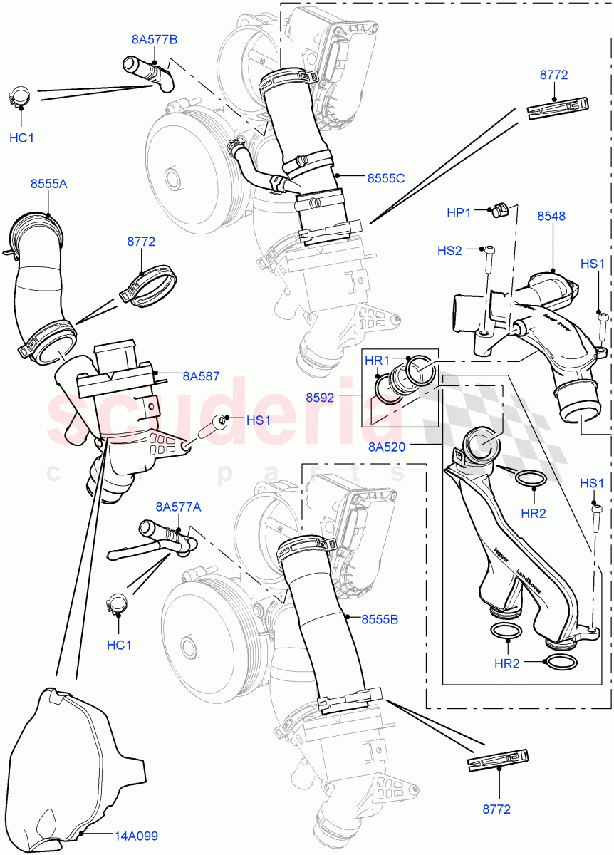 Thermostat/Housing & Related Parts(5.0L OHC SGDI SC V8 Petrol - AJ133)((V)FROMAA000001) of Land Rover Land Rover Range Rover Sport (2010-2013) [5.0 OHC SGDI SC V8 Petrol]