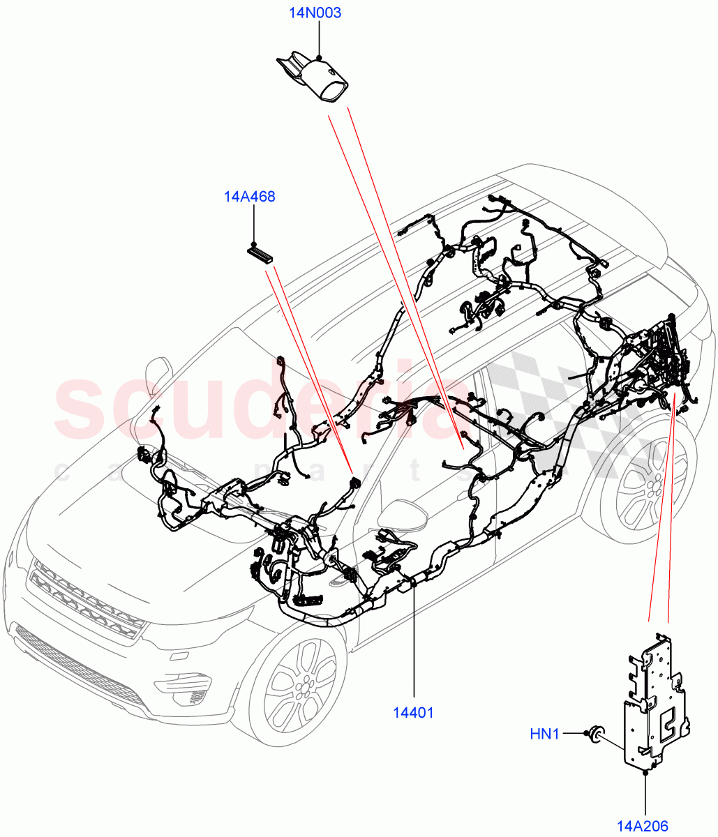 Electrical Wiring - Engine And Dash (Main Harness) (Halewood (UK)) ((V) TOKH999999) of Land Rover Land Rover Discovery Sport (2015+) [1.5 I3 Turbo Petrol AJ20P3]