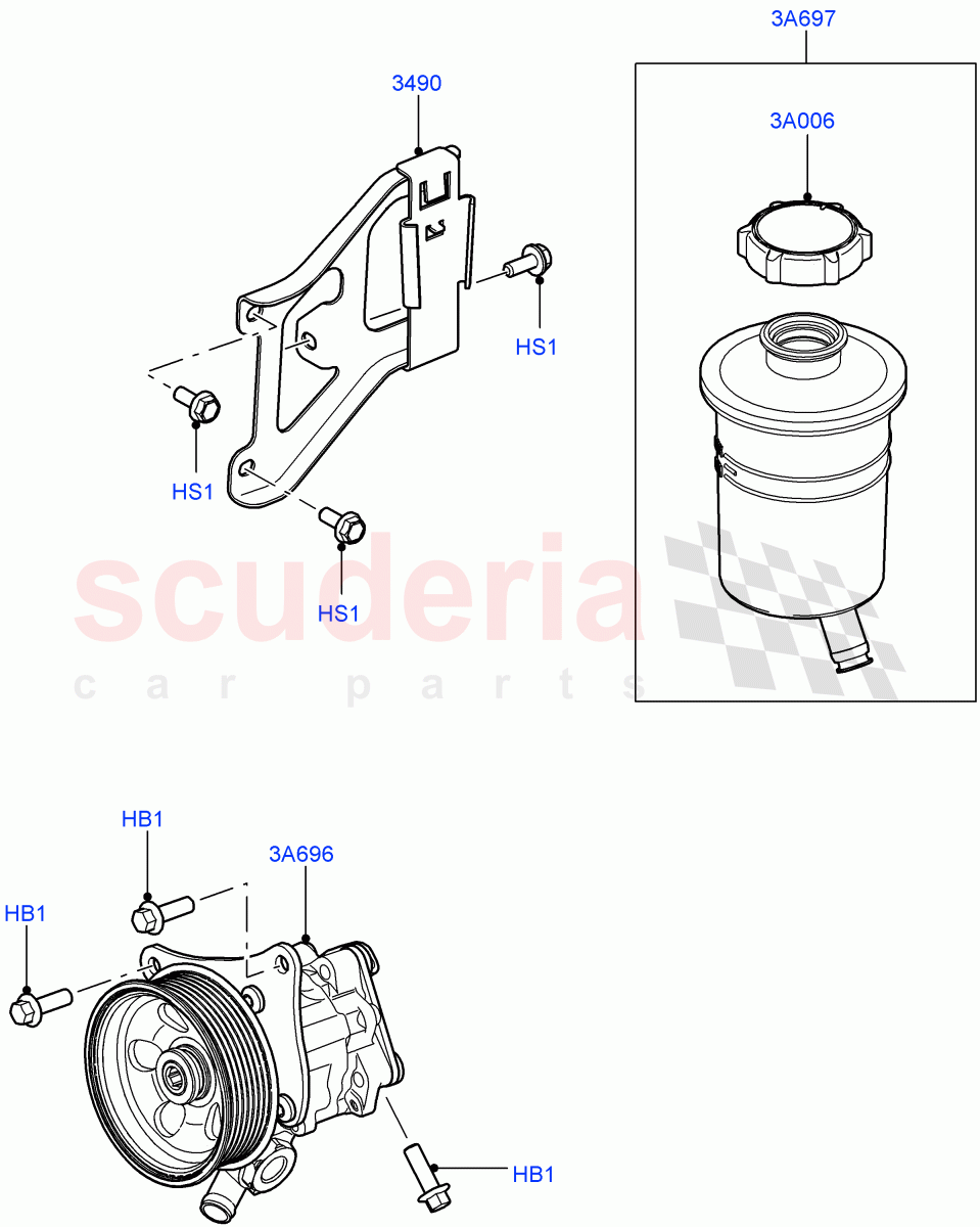 Power Steering Pump Mounting(3.6L V8 32V DOHC EFi Diesel Lion)((V)FROMAA000001) of Land Rover Land Rover Range Rover (2010-2012) [3.6 V8 32V DOHC EFI Diesel]