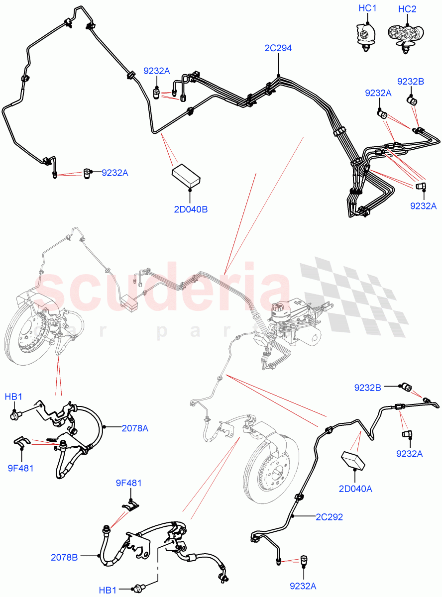 Front Brake Pipes (Nitra Plant Build) (LHD) ((V) FROMM2000001) of Land Rover Land Rover Discovery 5 (2017+) [2.0 Turbo Petrol AJ200P]