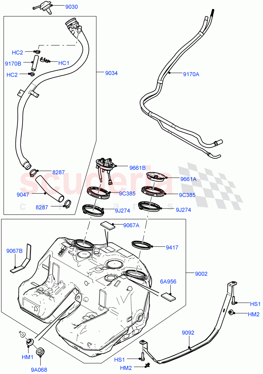 Fuel Tank & Related Parts (3.6L V8 32V DOHC EFi Diesel Lion) ((V) FROMAA000001) of Land Rover Land Rover Range Rover (2010-2012) [3.6 V8 32V DOHC EFI Diesel]