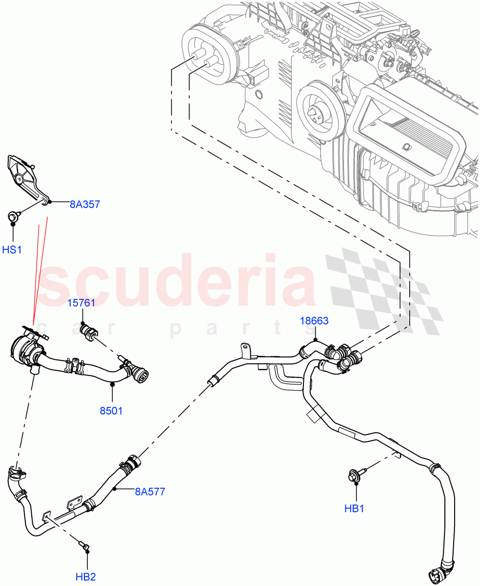 Heater Hoses (Front) (3.0L AJ20D6 Diesel High, Less Heater, With Air Conditioning - Front/Rear, With Ptc Heater, With Front Comfort Air Con (IHKA)) ((V) FROMLA000001) of Land Rover Land Rover Range Rover (2012-2021) [5.0 OHC SGDI SC V8 Petrol]
