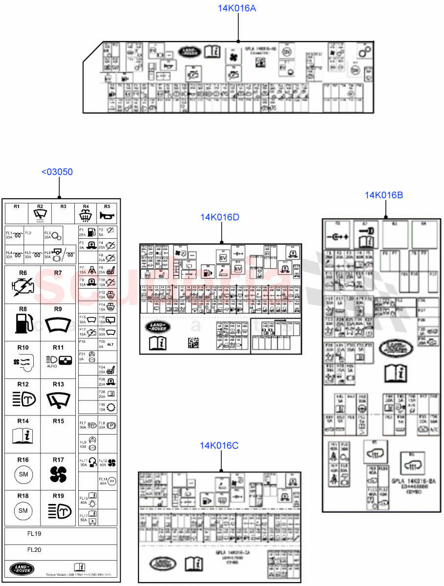 Labels(Fuse Box) of Land Rover Land Rover Range Rover (2012-2021) [4.4 DOHC Diesel V8 DITC]