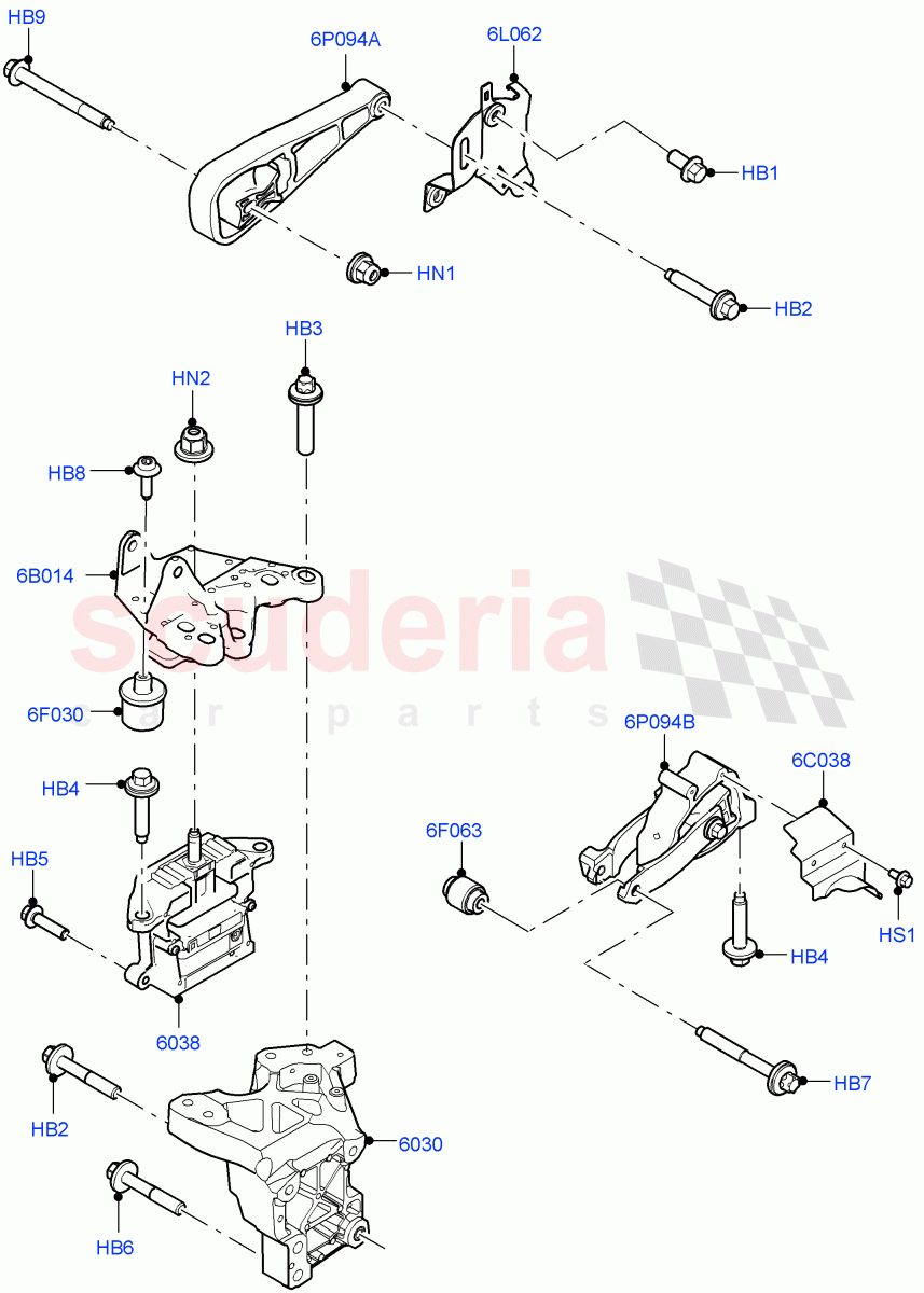 Engine Mounting(1.5L AJ20P3 Petrol High PHEV,Halewood (UK),1.5L AJ20P3 Petrol High)((V)FROMLH000001) of Land Rover Land Rover Discovery Sport (2015+) [2.2 Single Turbo Diesel]