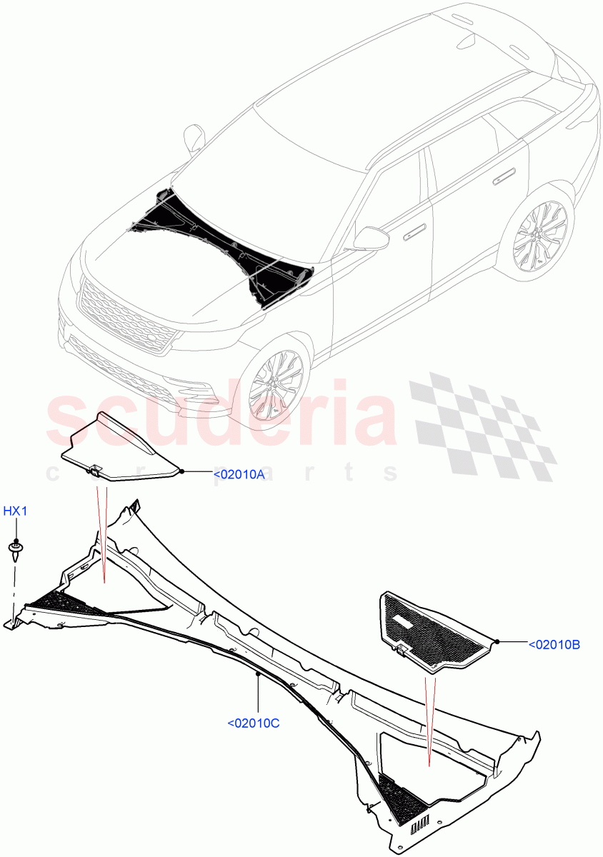 Cowl/Panel And Related Parts of Land Rover Land Rover Range Rover Velar (2017+) [3.0 I6 Turbo Diesel AJ20D6]