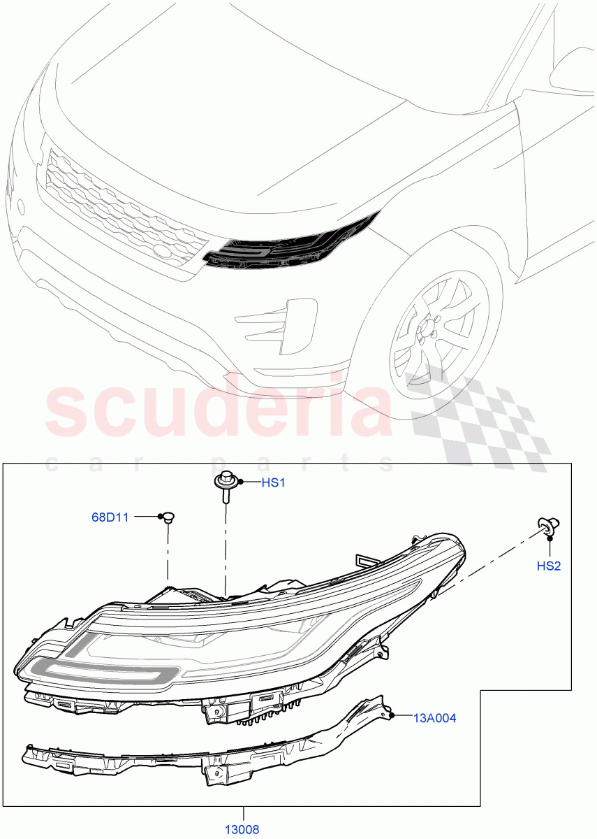 Headlamps And Front Flasher Lamps(Halewood (UK)) of Land Rover Land Rover Range Rover Evoque (2019+) [2.0 Turbo Diesel]