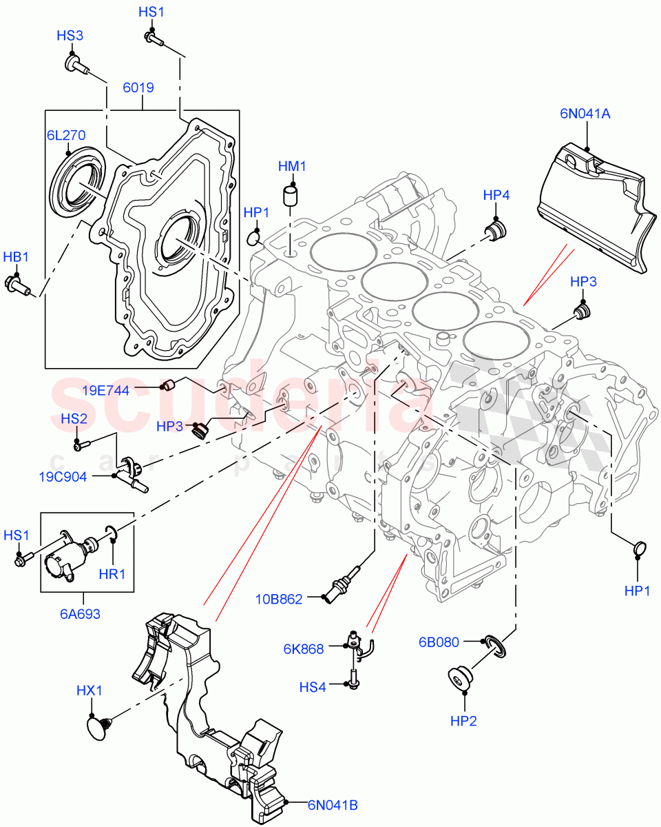 Cylinder Block And Plugs (2.0L AJ20D4 Diesel Mid PTA, Halewood (UK), 2.0L AJ20D4 Diesel LF PTA, 2.0L AJ20D4 Diesel High PTA) of Land Rover Land Rover Range Rover Evoque (2019+) [2.0 Turbo Diesel]