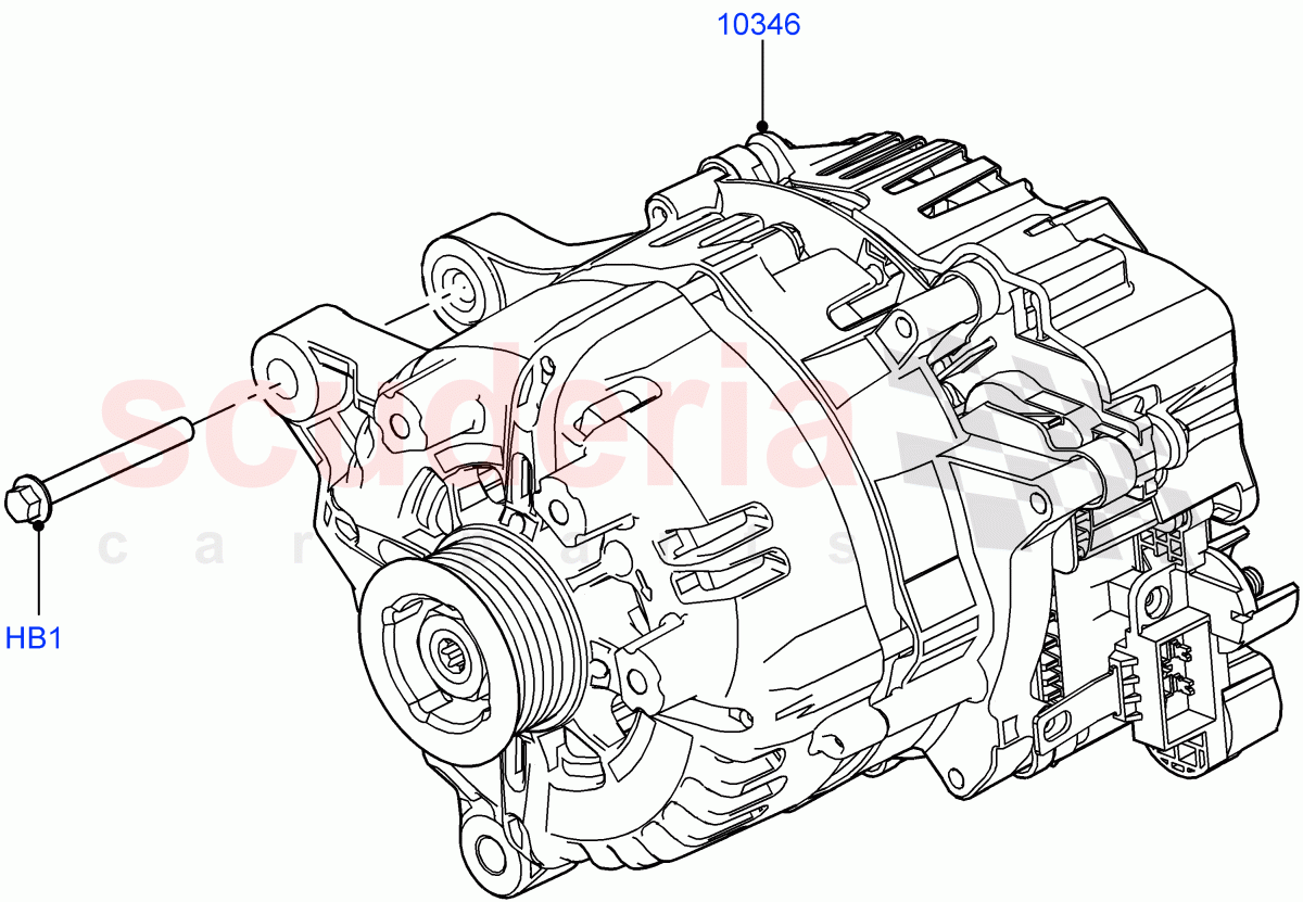 Alternator And Mountings(3.0L AJ20P6 Petrol PHEV)((V)FROMPA000001) of Land Rover Land Rover Range Rover (2022+) [3.0 I6 Turbo Diesel AJ20D6]