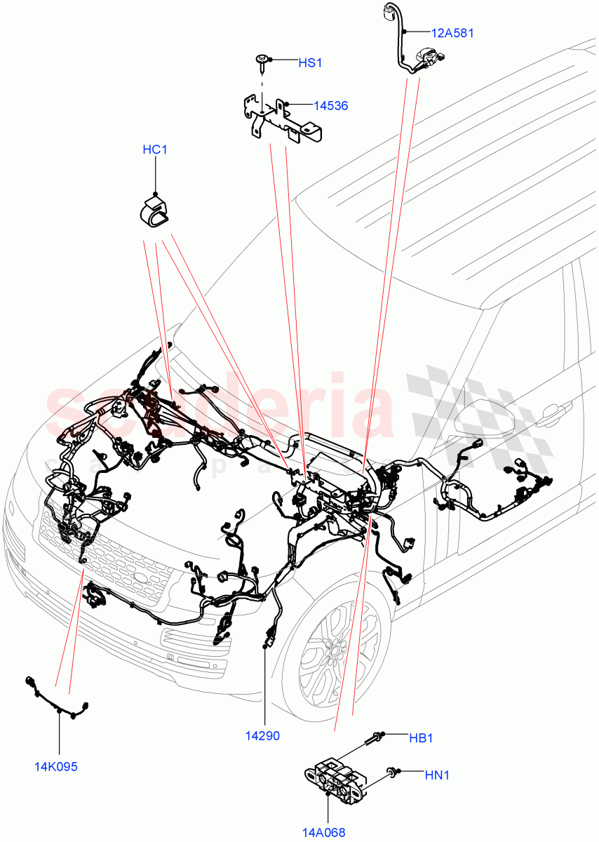 Electrical Wiring - Engine And Dash(Engine Compartment)((V)FROMHA000001) of Land Rover Land Rover Range Rover (2012-2021) [3.0 I6 Turbo Diesel AJ20D6]