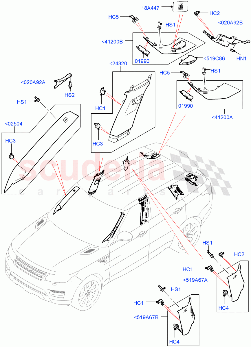 Side Trim(Upper, Front And Rear) of Land Rover Land Rover Range Rover Sport (2014+) [4.4 DOHC Diesel V8 DITC]