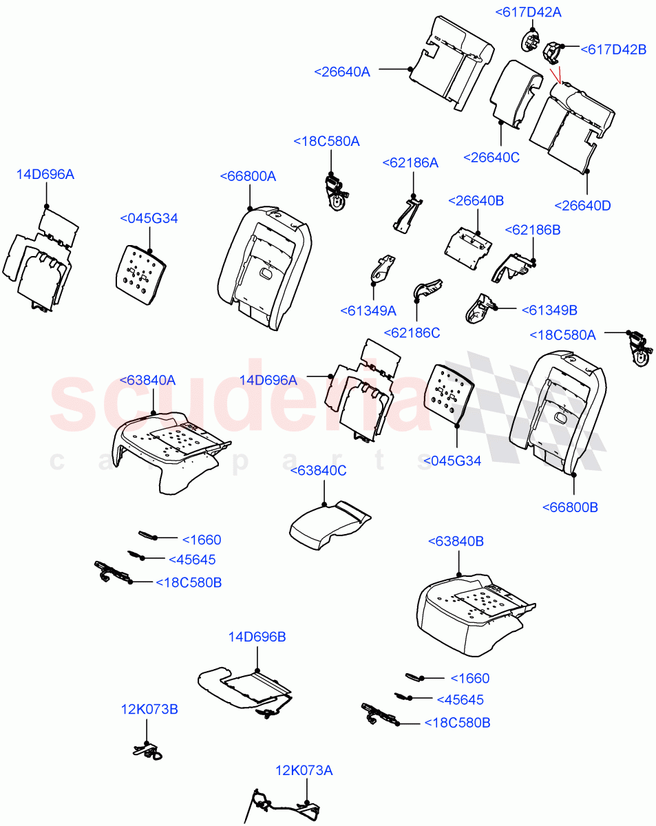 Rear Seat Pads/Valances & Heating(Semi Aniline Leather Perf,40/20/40 Super Slouch Rear Seat)((V)FROMJA000001) of Land Rover Land Rover Range Rover (2012-2021) [3.0 DOHC GDI SC V6 Petrol]