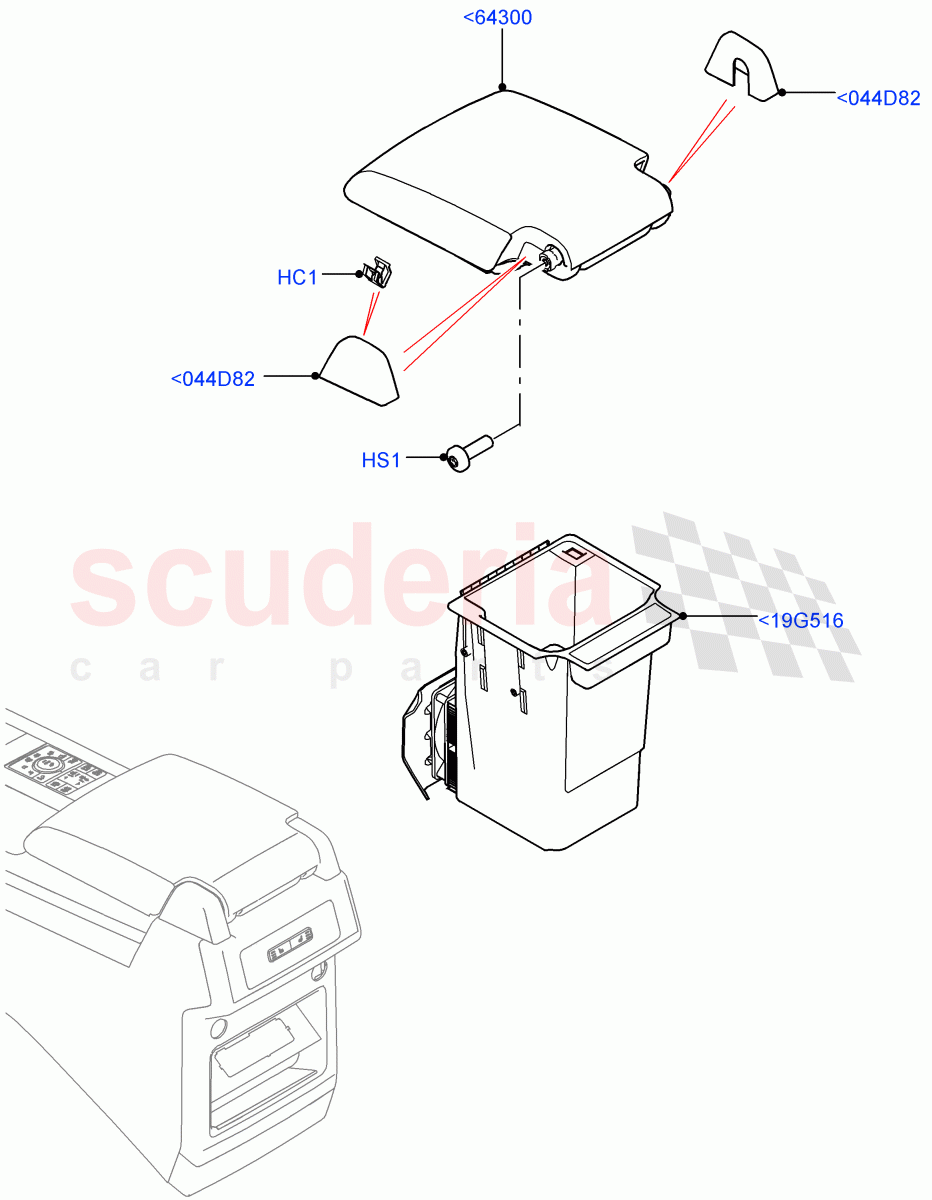 Console - Floor(For Stowage Boxes And Lids, Nitra Plant Build)((V)FROMK2000001,(V)TOL2999999) of Land Rover Land Rover Discovery 5 (2017+) [3.0 I6 Turbo Diesel AJ20D6]