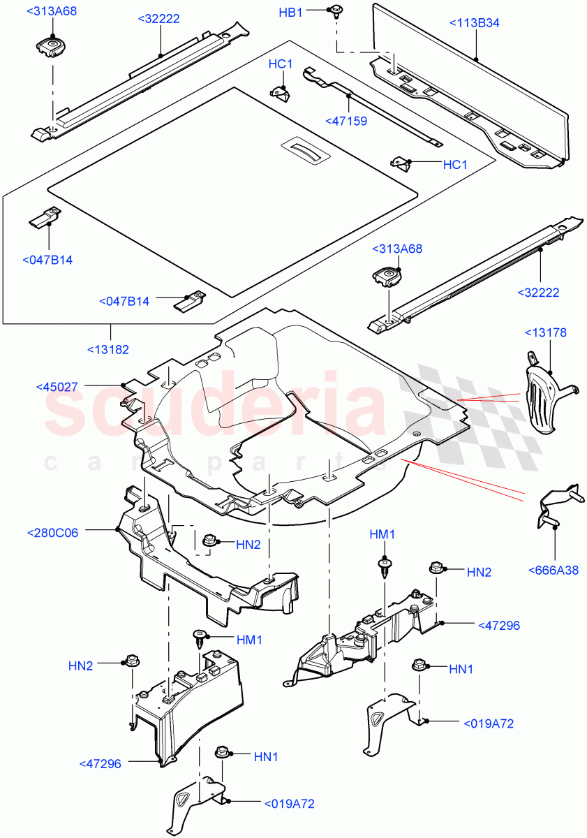 Load Compartment Trim (Floor) (For Unleaded Fuel, With Diesel Fuel Capability, Diesel/Electric - Hybrid, Flex Fuel - E100) of Land Rover Land Rover Range Rover (2012-2021) [2.0 Turbo Petrol GTDI]