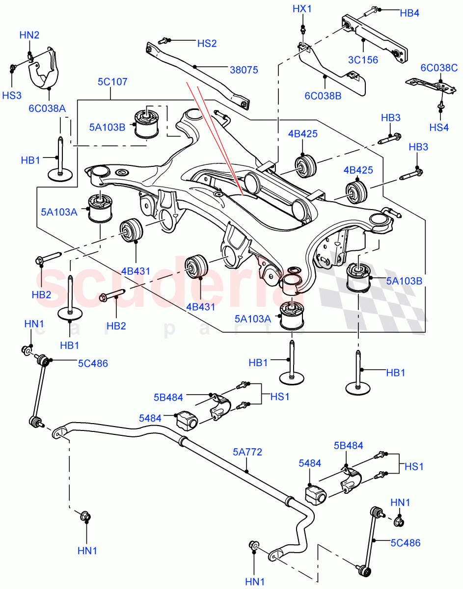 Rear Cross Member & Stabilizer Bar(Halewood (UK)) of Land Rover Land Rover Range Rover Evoque (2012-2018) [2.0 Turbo Petrol AJ200P]