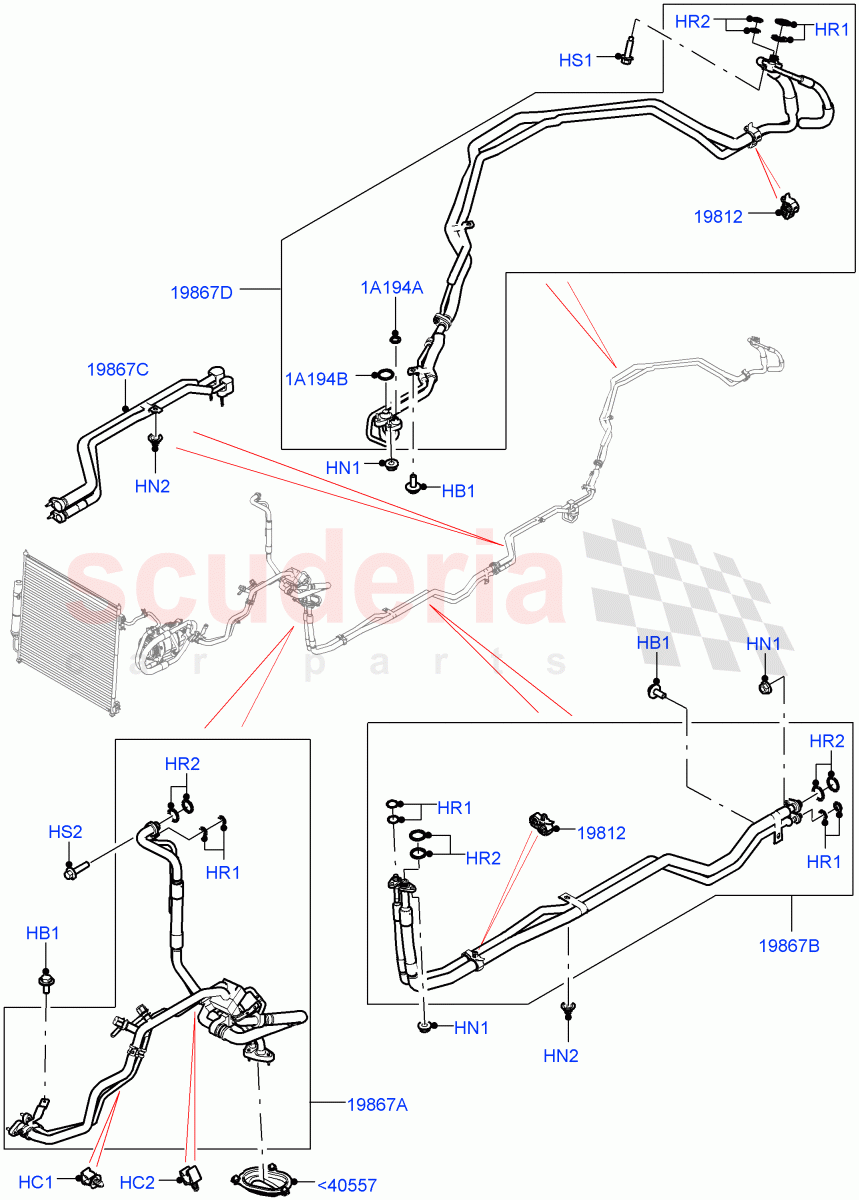 Air Conditioning Condensr/Compressr(Premium Air Conditioning-Front/Rear,Electric Engine Battery-MHEV)((V)FROMKA000001) of Land Rover Land Rover Range Rover Sport (2014+) [3.0 I6 Turbo Diesel AJ20D6]