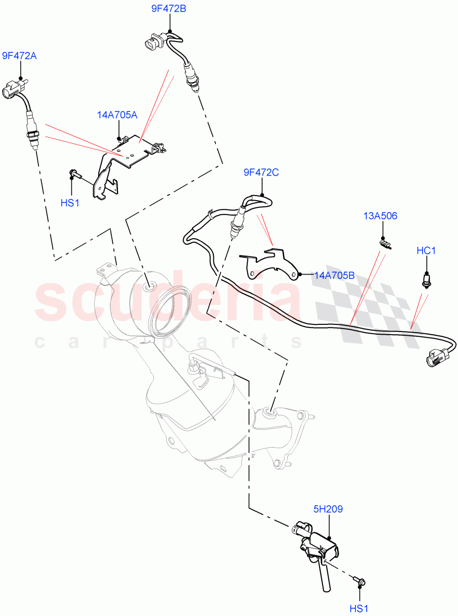 Exhaust Sensors And Modules(2.0L AJ20P4 Petrol Mid PTA,Beijing 6 Petrol Emission,Changsu (China)) of Land Rover Land Rover Range Rover Evoque (2019+) [2.0 Turbo Petrol AJ200P]