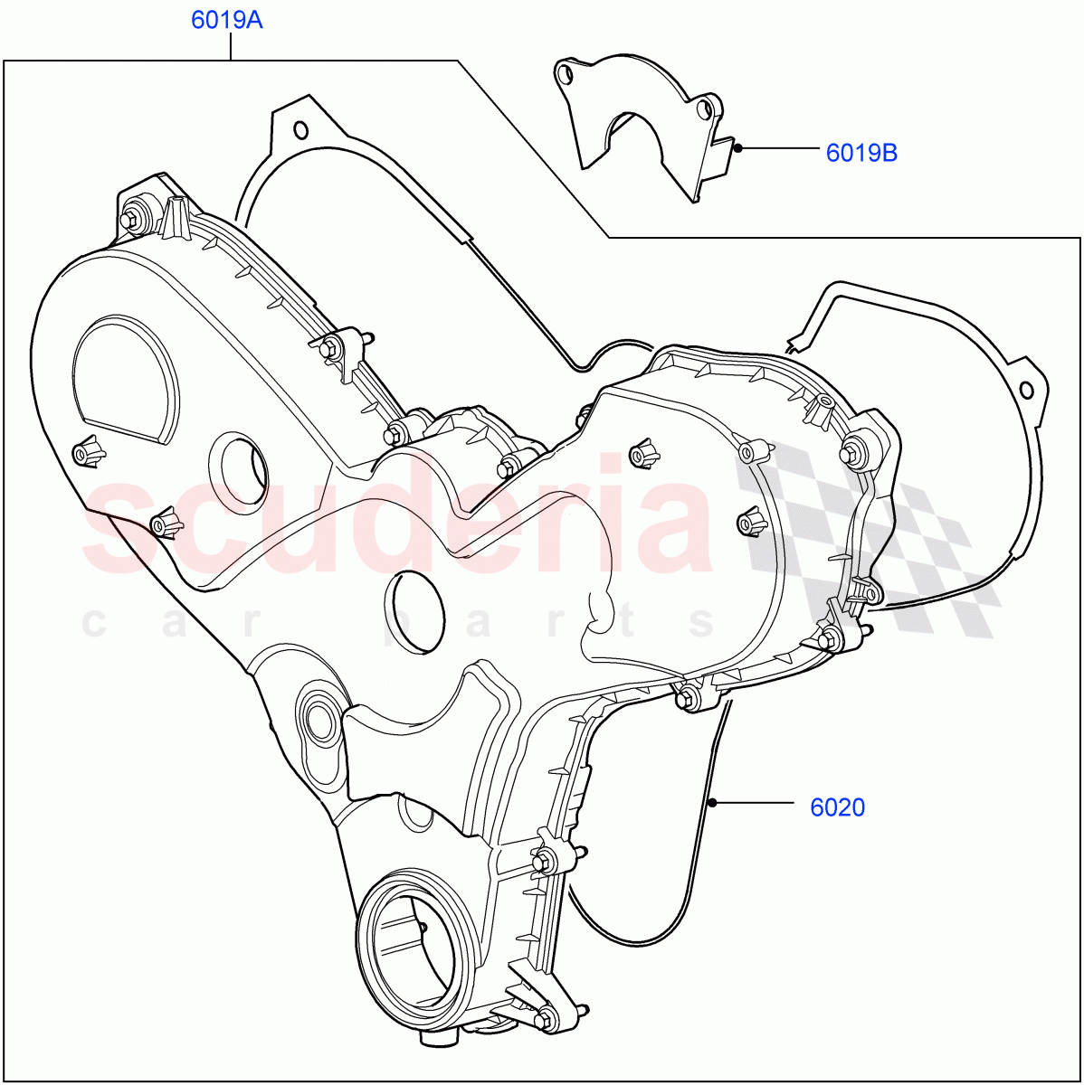 Timing Gear Covers(Solihull Plant Build)(3.0 V6 Diesel)((V)FROMAA000001) of Land Rover Land Rover Discovery 5 (2017+) [3.0 Diesel 24V DOHC TC]