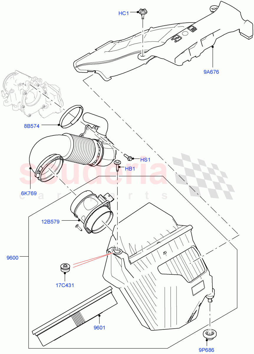 Air Cleaner(2.0L I4 DSL MID DOHC AJ200,Itatiaia (Brazil),2.0L I4 DSL HIGH DOHC AJ200)((V)FROMGT000001) of Land Rover Land Rover Discovery Sport (2015+) [2.0 Turbo Diesel]