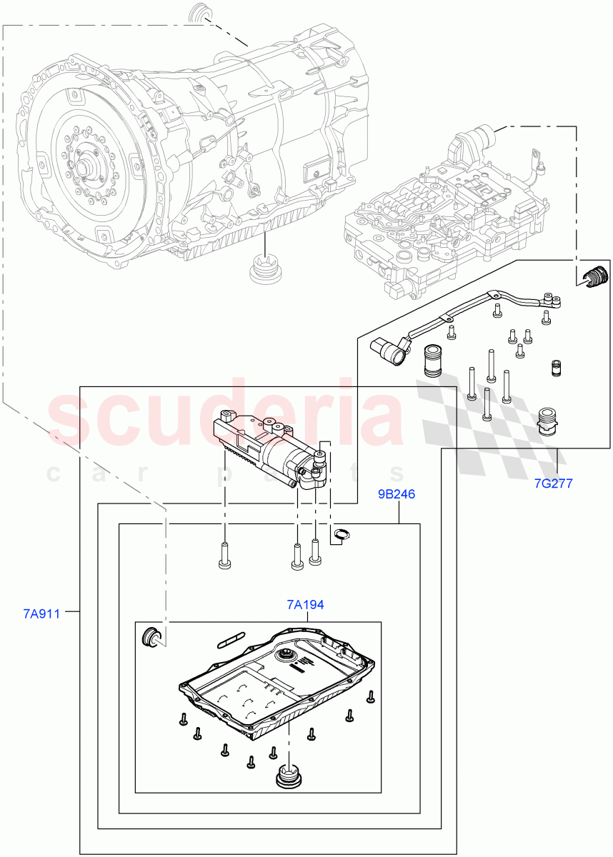 Valve Body - Main Control & Servo's (Electric Oil Pump) (3.0 V6 Diesel Electric Hybrid Eng, 8 Speed Auto Trans ZF 8HP70 HEV 4WD, 3.0 V6 D Gen2 Mono Turbo, 3.0 V6 D Gen2 Twin Turbo) ((V) FROMFA000001) of Land Rover Land Rover Range Rover Sport (2014+) [3.0 I6 Turbo Petrol AJ20P6]