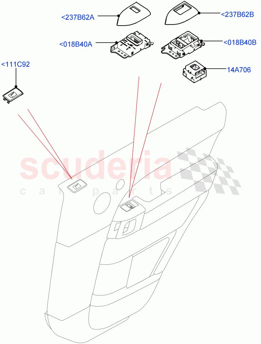 Rear Door Trim Installation(For Switches)(Version - Core,Non SVR) of Land Rover Land Rover Range Rover Sport (2014+) [4.4 DOHC Diesel V8 DITC]