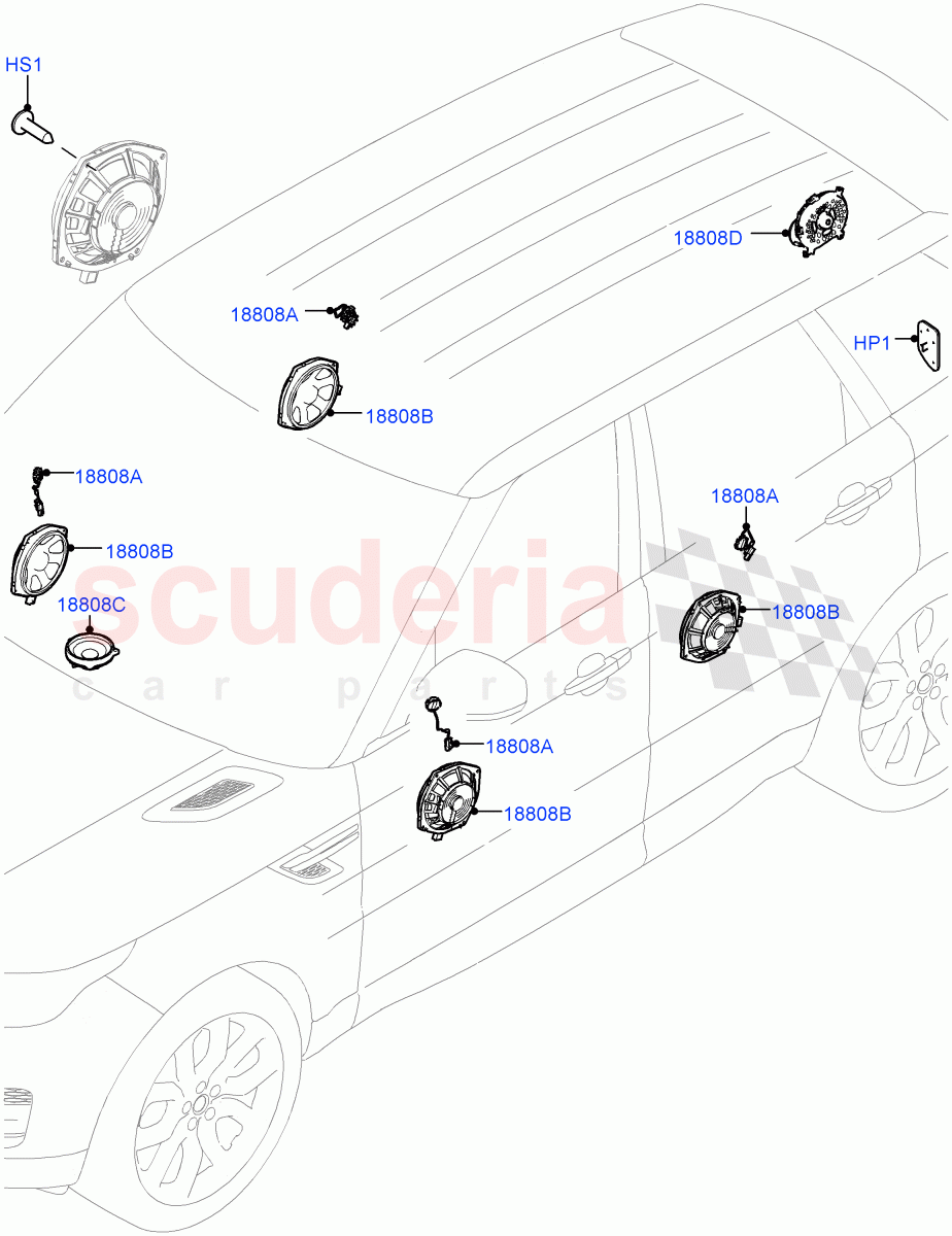 Speakers(Low Line Audio System - 400W,Midline Sound System) of Land Rover Land Rover Range Rover Sport (2014+) [2.0 Turbo Petrol GTDI]