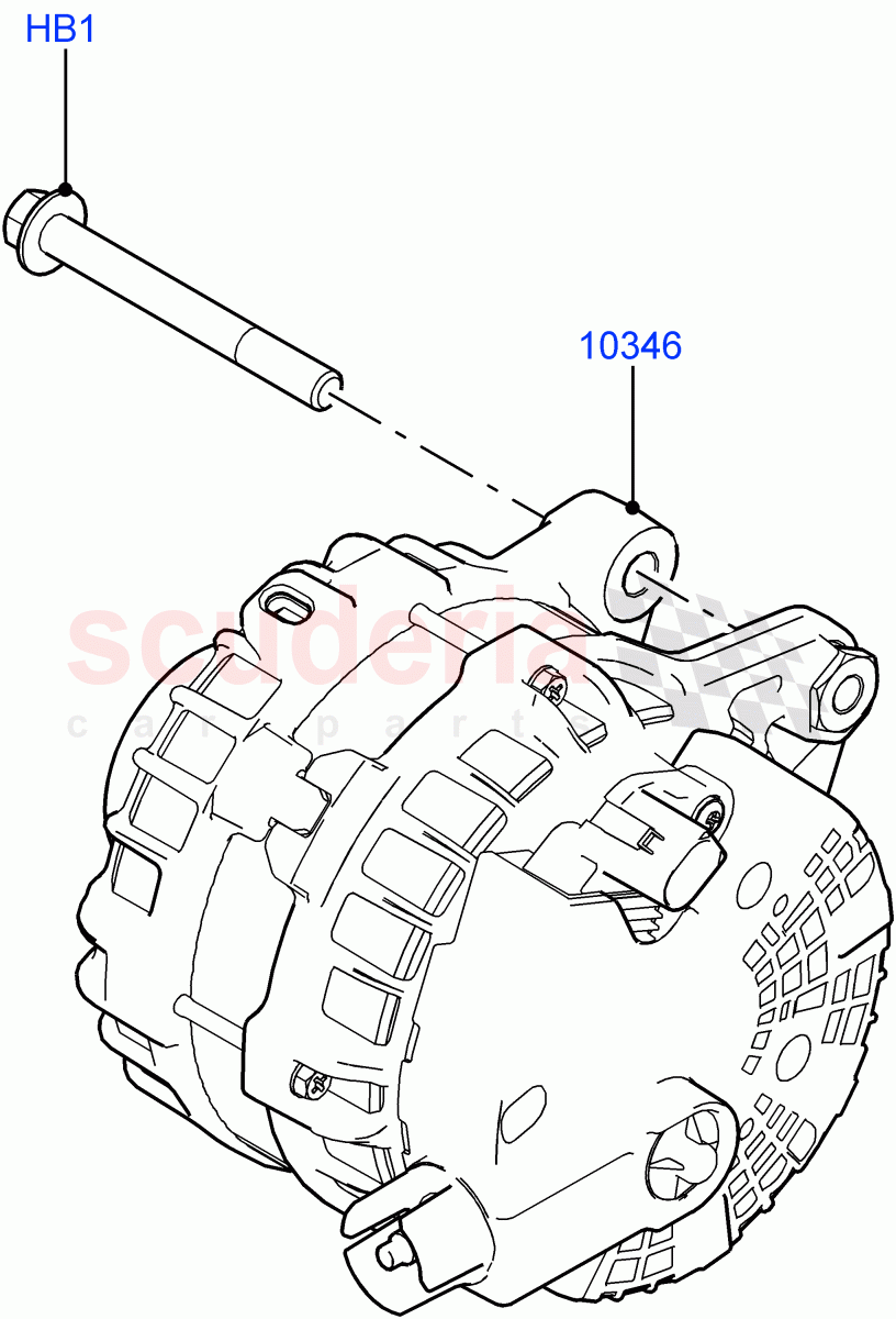 Alternator And Mountings(Halewood (UK),Electric Engine Battery-MHEV) of Land Rover Land Rover Range Rover Evoque (2019+) [1.5 I3 Turbo Petrol AJ20P3]