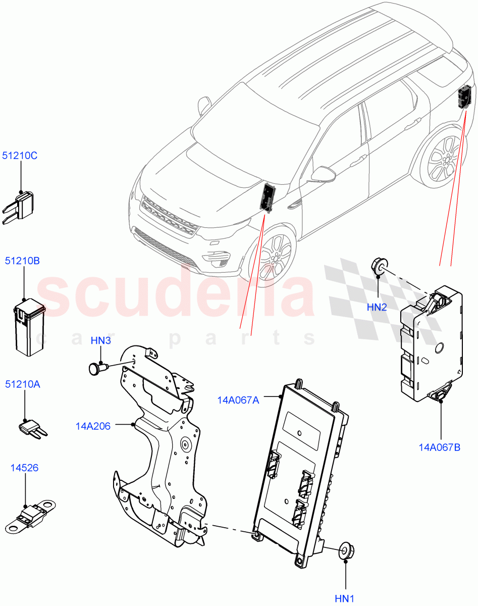 Fuses, Holders And Circuit Breakers(Changsu (China))((V)FROMFG000001,(V)TOKG446856) of Land Rover Land Rover Discovery Sport (2015+) [2.2 Single Turbo Diesel]