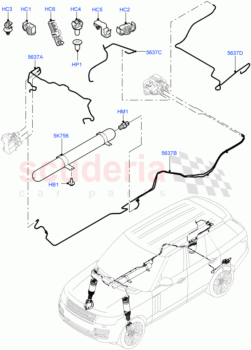 Air Suspension Compressor And Lines(Air Suspension Lines)((V)TODA999999) of Land Rover Land Rover Range Rover (2012-2021) [3.0 Diesel 24V DOHC TC]