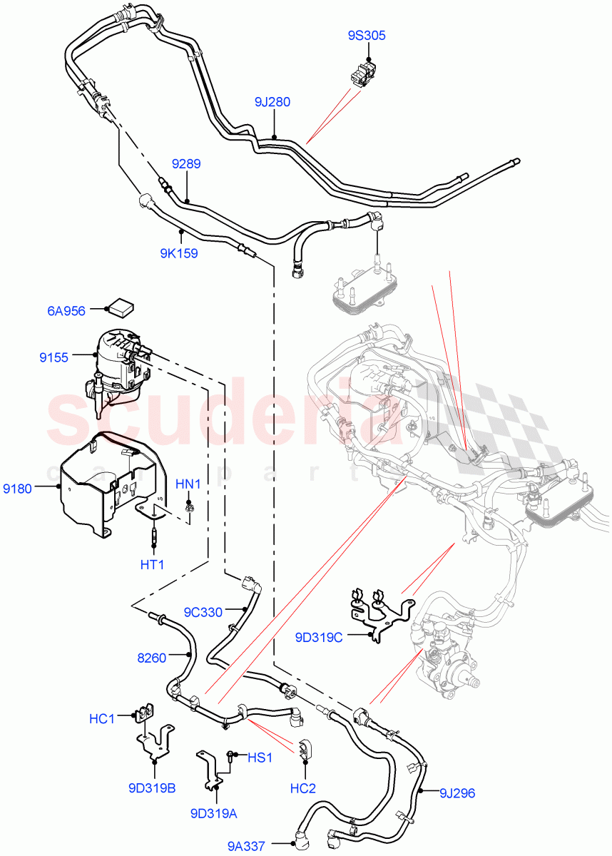 Fuel Filter (2.0L AJ20D4 Diesel LF PTA, Halewood (UK), Extra High Engine Cooling, Fuel Tank-Diesel, 2.0L AJ20D4 Diesel Mid PTA) of Land Rover Land Rover Range Rover Evoque (2019+) [2.0 Turbo Diesel]