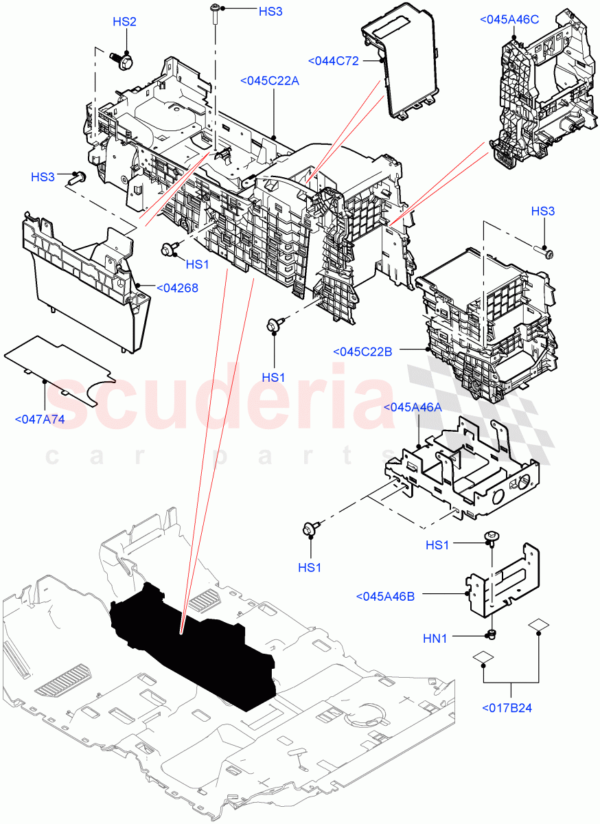 Console - Floor(For Carrier Assy, Internal Components, Front)(Long Wheelbase)((V)FROMEA000001) of Land Rover Land Rover Range Rover (2012-2021) [5.0 OHC SGDI NA V8 Petrol]