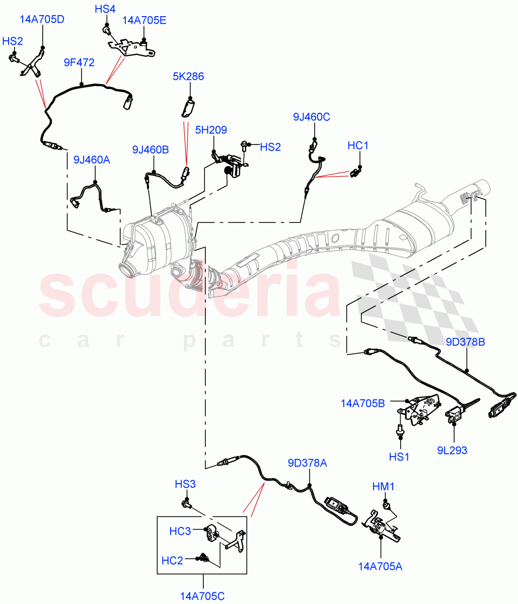 Exhaust Sensors And Modules (Nitra Plant Build) (3.0L AJ20D6 Diesel High, J-WLTP Emission, ULEV 125 Emission, EU6D - Final (Diesel) Emission) ((V) FROMM2000001) of Land Rover Land Rover Discovery 5 (2017+) [3.0 I6 Turbo Diesel AJ20D6]