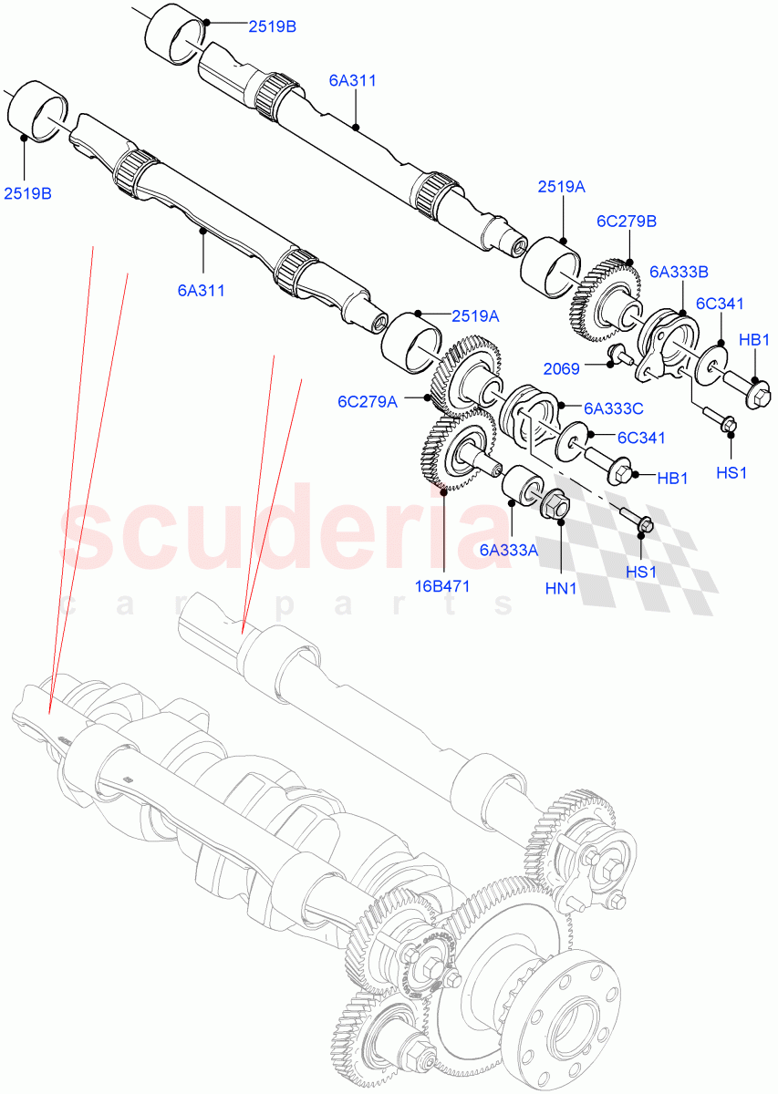 Balance Shafts And Drive (2.0L AJ20D4 Diesel Mid PTA, Itatiaia (Brazil)) ((V) FROMLT000001) of Land Rover Land Rover Discovery Sport (2015+) [2.0 Turbo Diesel]