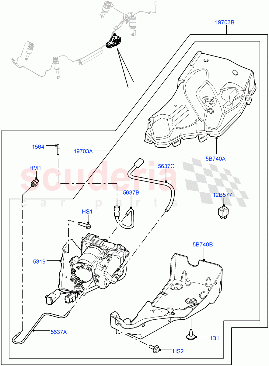 Air Suspension Compressor And Lines(Compressor Assy, Service Only)((V)TO9A999999) of Land Rover Land Rover Range Rover Sport (2005-2009) [4.2 Petrol V8 Supercharged]