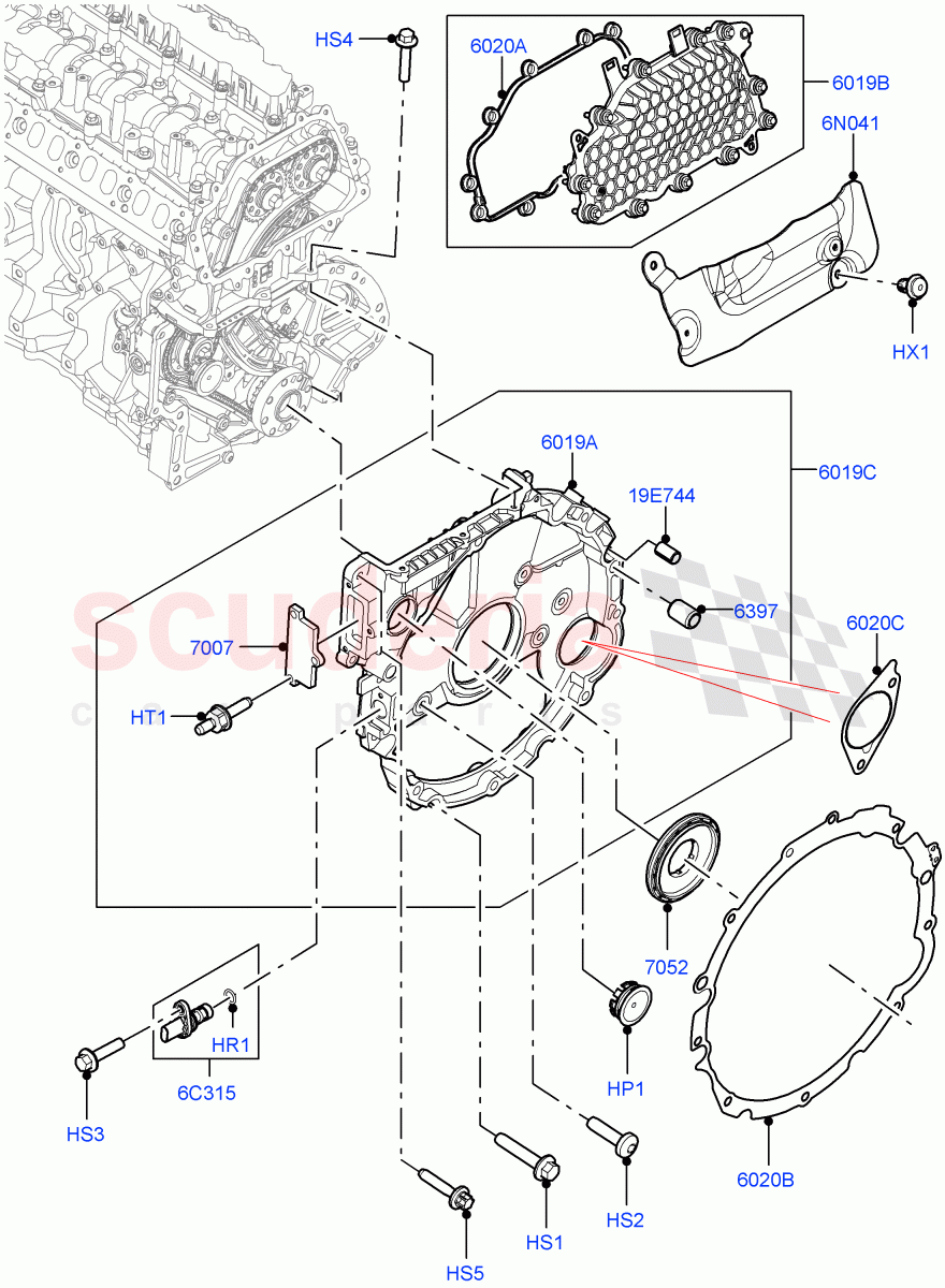 Timing Gear Covers(3.0L AJ20D6 Diesel High) of Land Rover Land Rover Range Rover (2022+) [3.0 I6 Turbo Diesel AJ20D6]