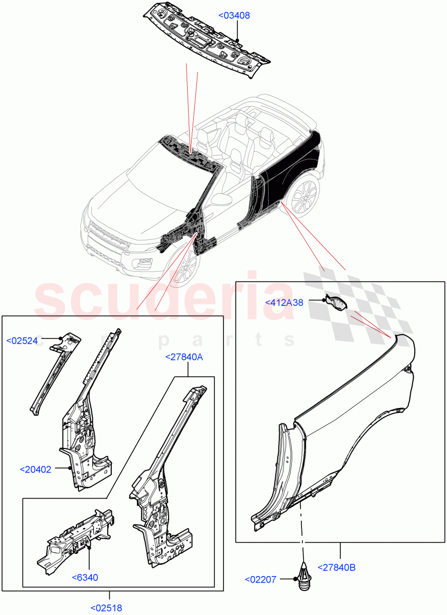 Side Panels - Outer(2 Door Convertible,Halewood (UK))((V)FROMGH125984) of Land Rover Land Rover Range Rover Evoque (2012-2018) [2.0 Turbo Petrol AJ200P]