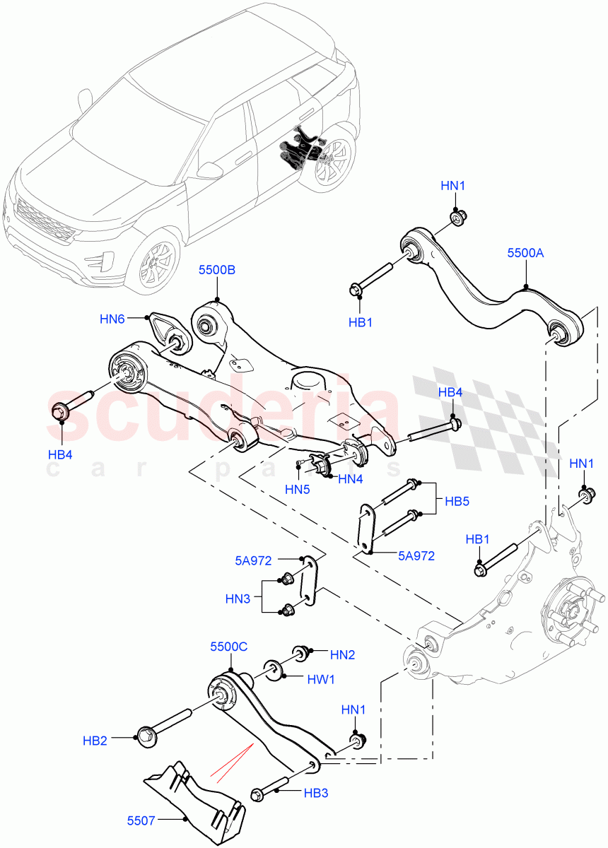 Rear Suspension Arms (Halewood (UK)) of Land Rover Land Rover Range Rover Evoque (2019+) [2.0 Turbo Diesel AJ21D4]