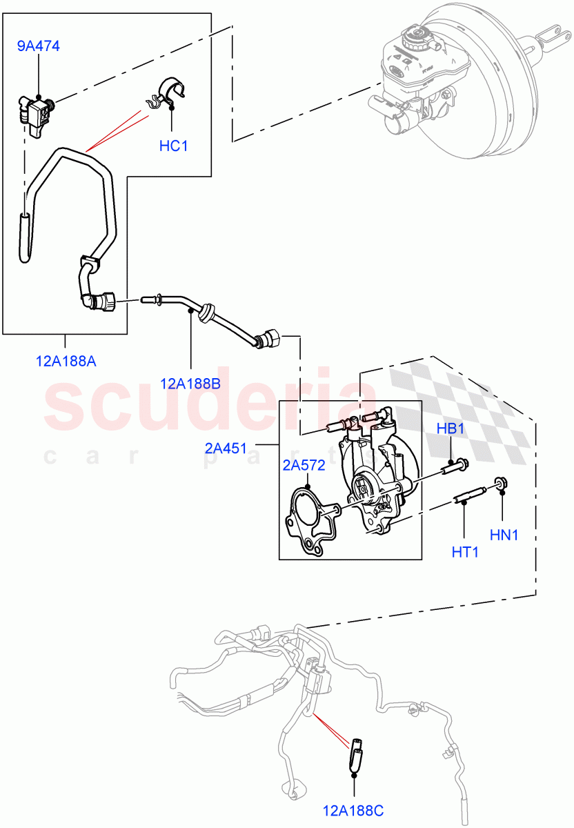 Vacuum Control And Air Injection (Vacuum Pump And Hoses, Solihull Plant Build) (3.0 V6 Diesel, 8 Speed Auto Trans ZF 8HP70 4WD, RHD) ((V) FROMHA000001) of Land Rover Land Rover Range Rover Sport (2014+) [3.0 Diesel 24V DOHC TC]