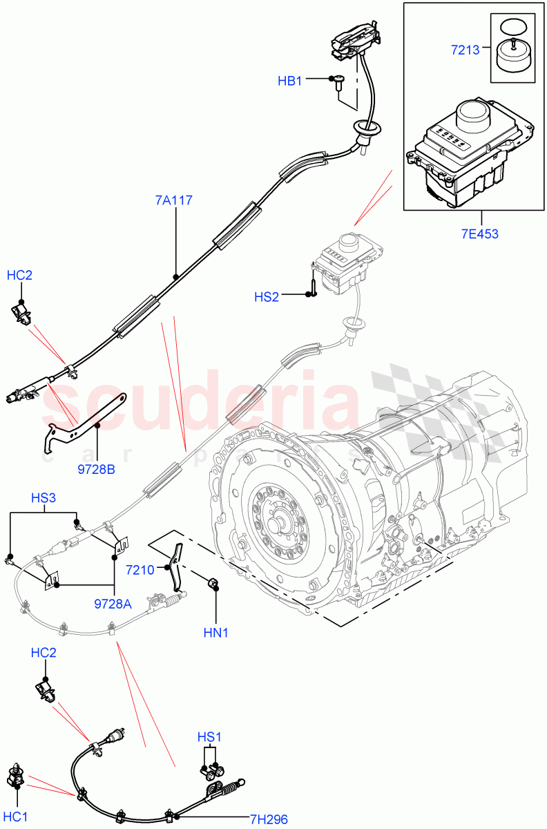 Gear Change-Automatic Transmission(Floor)(3.0L DOHC GDI SC V6 PETROL,8 Speed Auto Trans ZF 8HP70 4WD,5.0L OHC SGDI SC V8 Petrol - AJ133,8 Speed Auto Trans ZF 8HP70 HEV 4WD,4.4L DOHC DITC V8 Diesel,3.0 V6 Diesel,5.0L OHC SGDI NA V8 Petrol - AJ133)((V)TOHA999999) of Land Rover Land Rover Range Rover (2012-2021) [2.0 Turbo Petrol AJ200P]