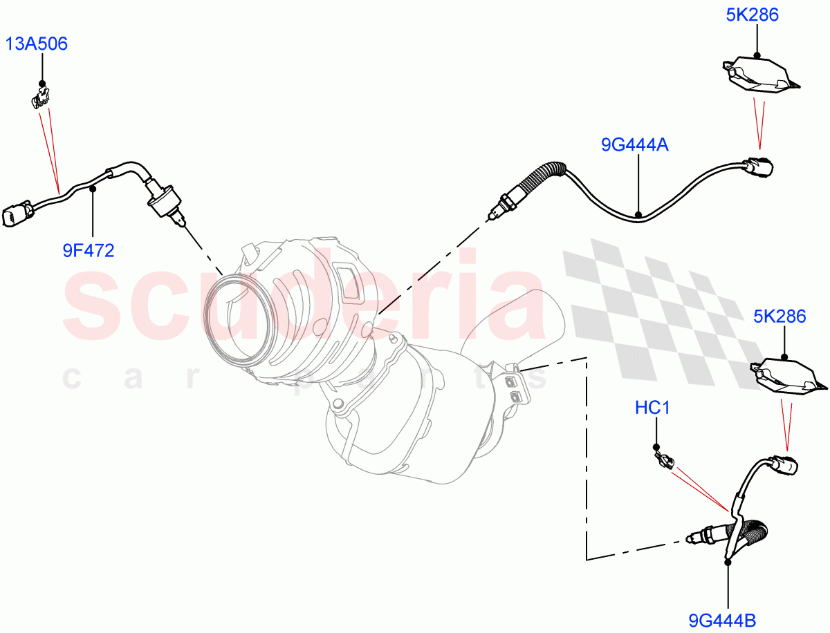 Exhaust Sensors And Modules (3.0L AJ20P6 Petrol High, SULEV Requirements, 3.0L AJ20P6 Petrol PHEV) of Land Rover Land Rover Range Rover (2022+) [3.0 I6 Turbo Petrol AJ20P6]