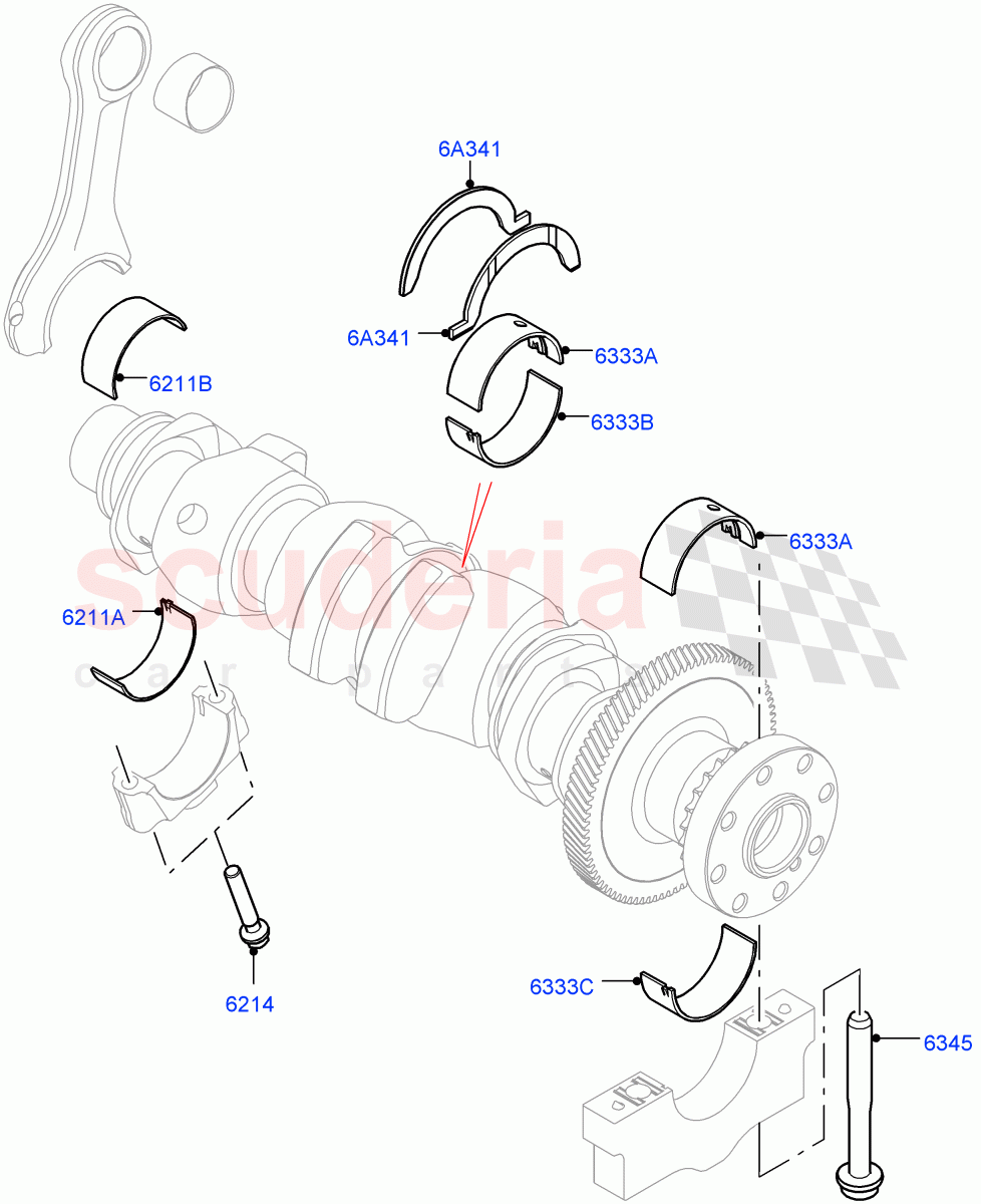 Crankshaft/Pistons And Bearings(2.0L AJ20P4 Petrol High PTA,Halewood (UK),2.0L AJ20P4 Petrol E100 PTA,2.0L AJ20P4 Petrol Mid PTA) of Land Rover Land Rover Range Rover Evoque (2019+) [2.0 Turbo Petrol AJ200P]