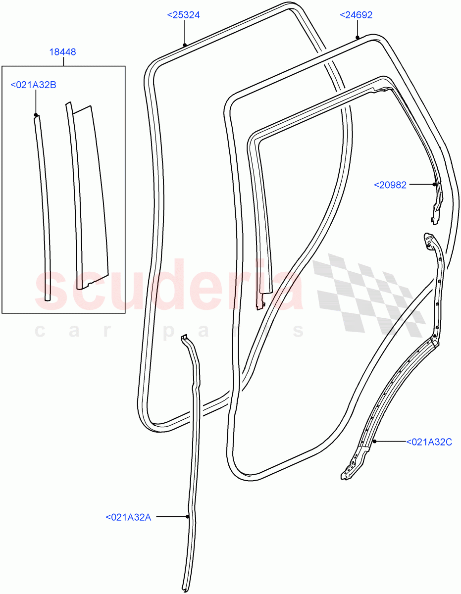 Rear Doors, Hinges & Weatherstrips(Finisher And Seals)((V)TO9A999999) of Land Rover Land Rover Range Rover Sport (2005-2009) [2.7 Diesel V6]