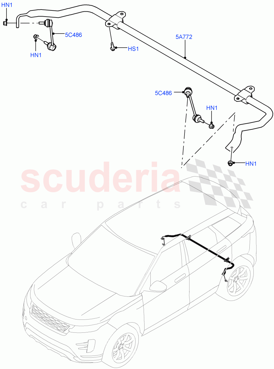 Rear Cross Member & Stabilizer Bar (Stabilizer Bar) (Itatiaia (Brazil)) of Land Rover Land Rover Range Rover Evoque (2019+) [1.5 I3 Turbo Petrol AJ20P3]