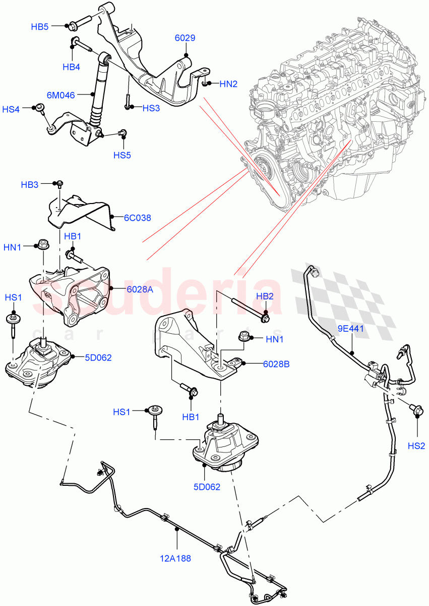 Engine Mounting(3.0L AJ20D6 Diesel High)((V)FROMLA000001) of Land Rover Land Rover Range Rover Sport (2014+) [3.0 I6 Turbo Diesel AJ20D6]