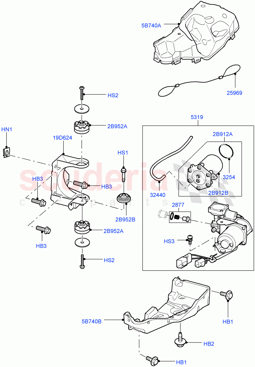Air Suspension Compressor And Lines (Compressor Assy, 'Hitachi' Compressor) (With Four Corner Air Suspension) ((V) FROMAA000001, (V) TOBA589827) of Land Rover Land Rover Discovery 4 (2010-2016) [4.0 Petrol V6]