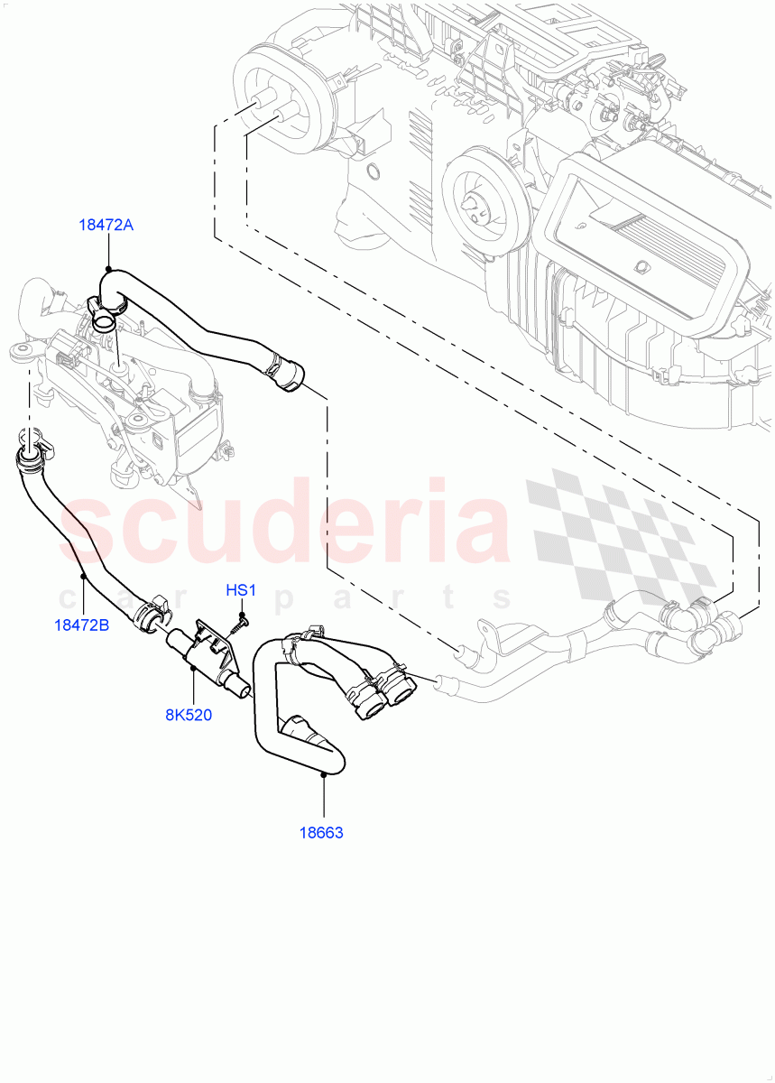 Heater Hoses(Front)(4.4L DOHC DITC V8 Diesel,With Fuel Fired Heater)((V)FROMEA000001,(V)TOHA999999) of Land Rover Land Rover Range Rover Sport (2014+) [2.0 Turbo Petrol AJ200P]