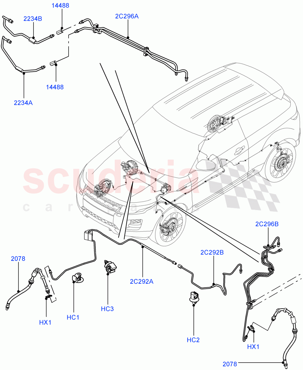 Front Brake Pipes(RHD,Halewood (UK))((V)TODH999999) of Land Rover Land Rover Range Rover Evoque (2012-2018) [2.0 Turbo Petrol AJ200P]