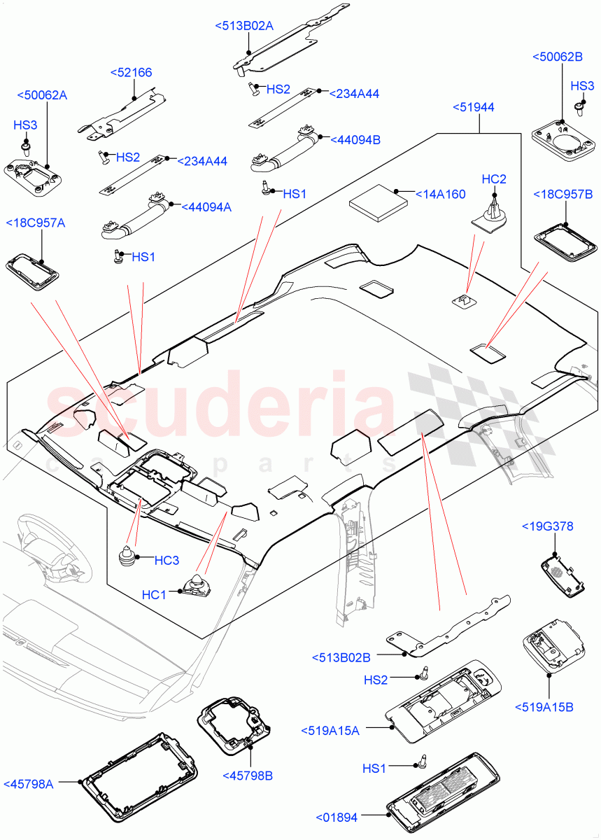 Headlining And Sun Visors(Less Panorama Roof,Interior Trim - Morzine) of Land Rover Land Rover Range Rover (2012-2021) [3.0 DOHC GDI SC V6 Petrol]