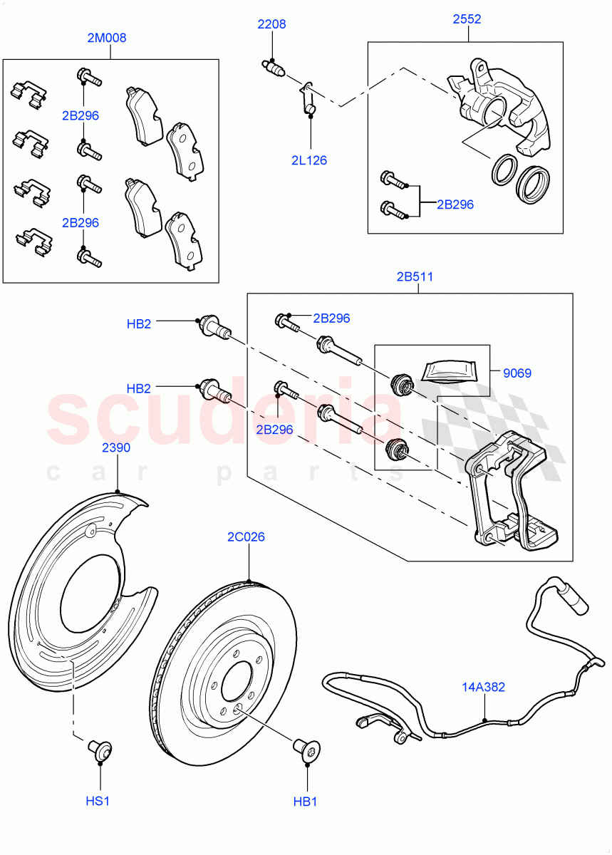 Rear Brake Discs And Calipers(3.0L DOHC GDI SC V6 PETROL,Engine Power Source - 380PS/450NM)((V)FROMGA600000,(V)TOGA652128) of Land Rover Land Rover Range Rover Sport (2014+) [3.0 DOHC GDI SC V6 Petrol]