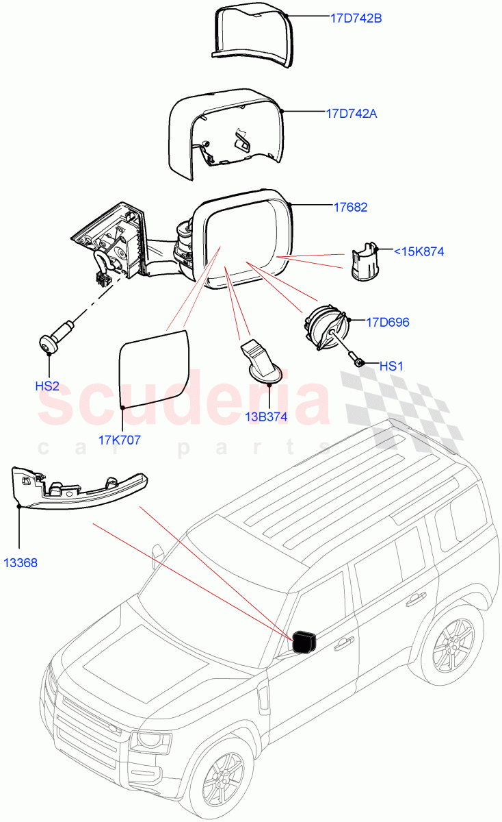 Exterior Rear View Mirror of Land Rover Land Rover Defender (2020+) [5.0 OHC SGDI SC V8 Petrol]